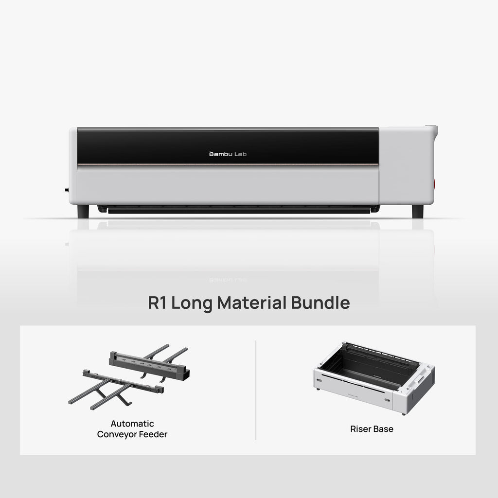 Bambu Lab R1 Long Material Bundle with riser base and conveyor